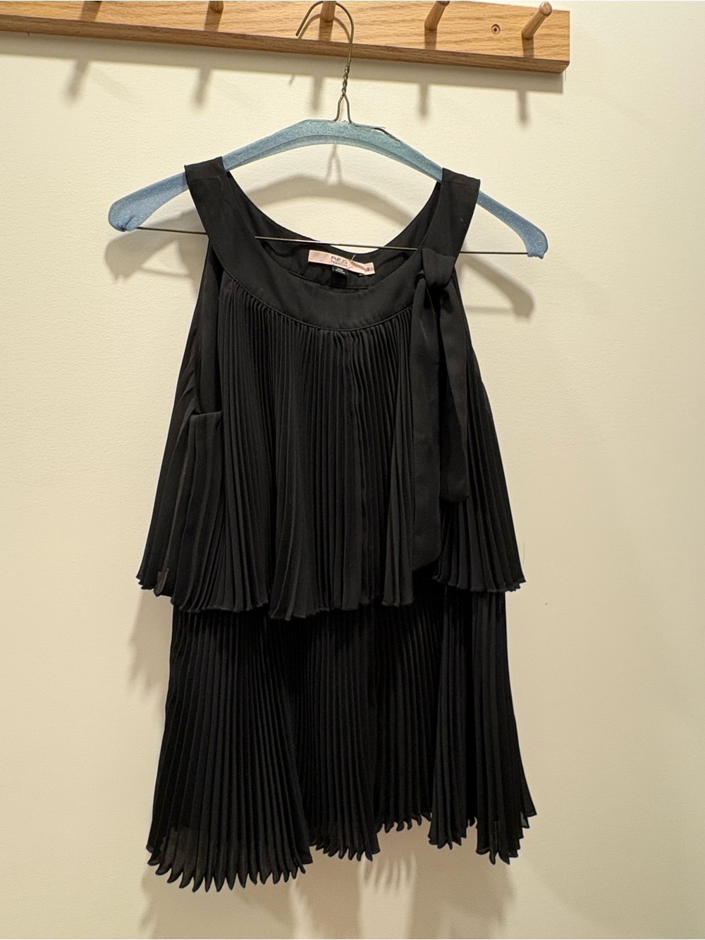 Valentino Black Pleated Sleeveless Top with Shoulder Tie